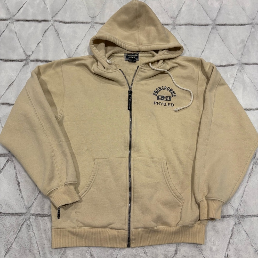 Abercrombie & Fitch Script Logo Full Zip Athletic Dep Hoodie Size Women’s Xl Vtg